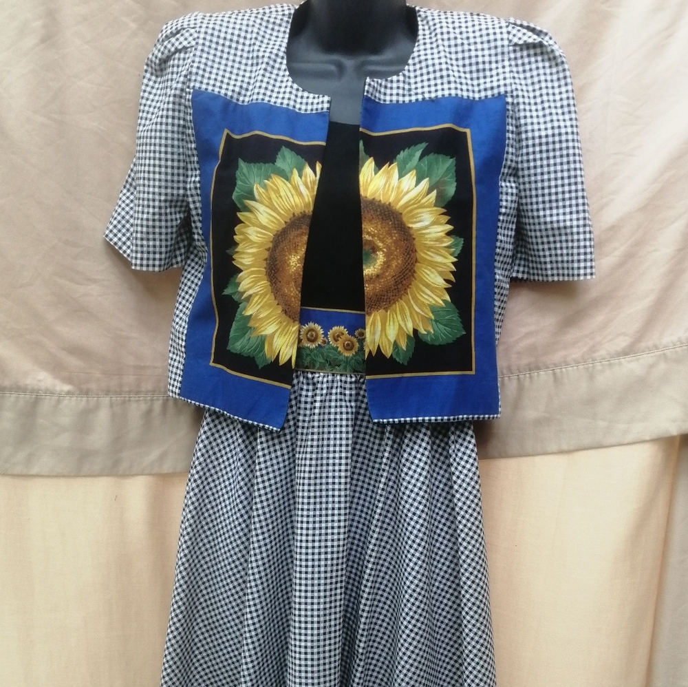 Vtg Samantha Edwards Sunflower Dress